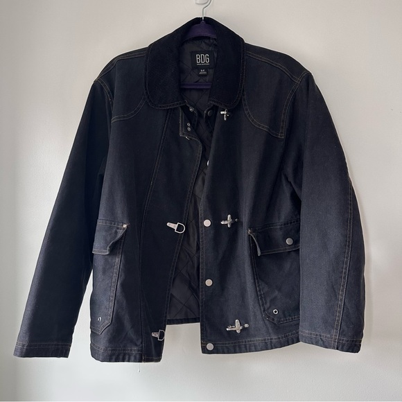 BDG Charles Canvas Duffle Jacket Black Small Oversized Chore Barn Toggle Jacket - Picture 5 of 12